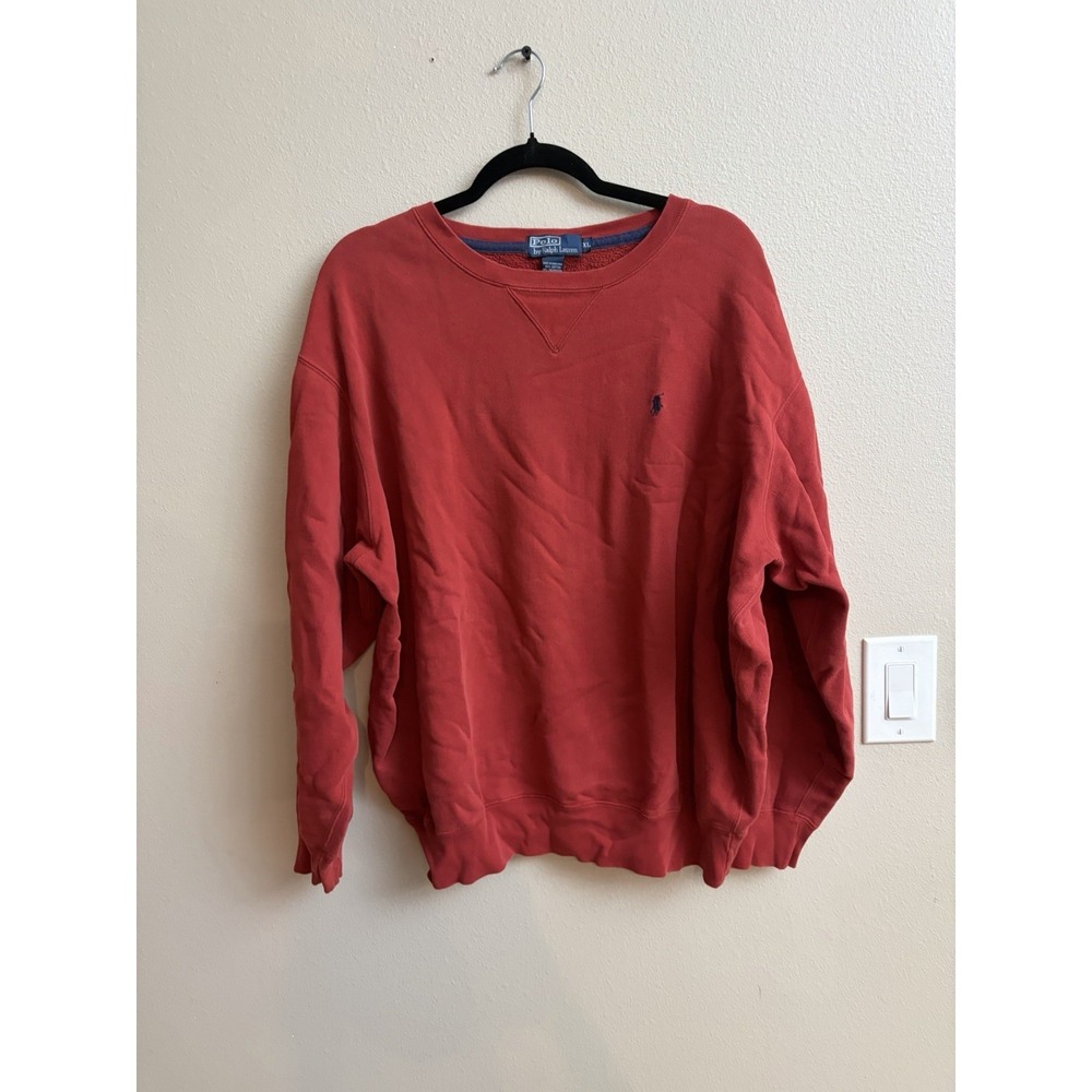 Polo Ralph Lauren Pullover Crewneck Sweatshirt Men's XL Red Blue Pony Vintage